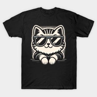 Retro Cat in Sunglasses Novelty Funny Cat T-Shirt